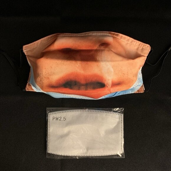 Mens Funny Printed Mouth Face Mask With 2 Filters Reusable Washable Adjustable - Picture 2 of 2